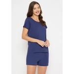 Топ с принтом собаки Clovia и базовые шорты Chic в наборе, темно-синий - 100% хлопок 5