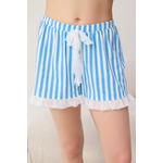 Синий хлопковый полосатый пижамный комплект с оборками, Lycra Soft Tuş, трикотажный, Thmss26Pt00142 3