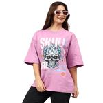 Футболка Skull Fire Graphic Lavender Cotton Oversize, унисекс, круглый вырез, короткий рукав 7