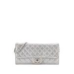 Wallet on Chain Quilted Metallic Suede East West clutch bag 1