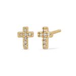 Серьги-гвоздики с кристаллами Swarovski® в виде креста – серебро с позолотой 5
