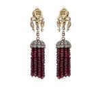 Серьги Tassel из желтого золота с бриллиантами и гранатом 2