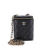 Маленькая сумка на плечо Vertical Classic Vanity Case with Chain Quilted Caviar 1