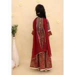 Детский костюм-лехенга с дупаттой The Mom Store Rust Kalamkari, бордовый 4