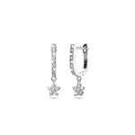 Серьги-кольца Solid 925 Sterling Silver Floret Zircon Huggie, серебро 1