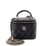 Стеганая мини-сумка через плечо Classic Top Handle Vanity Case с цепочкой 1