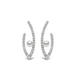 Серьги Sleek из белого золота с жемчугом и бриллиантами 1