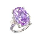 Позолоченное кольцо Lilac Mermaid с камнями и жемчугом 1
