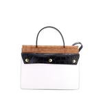Маленькая сумка на плечо Panelled Title Front Pocket Top Handle Bag Embossed Leather and Suede 2