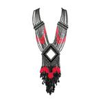 Statement Art Deco Inspired Neon & Black Tassel Collar 2000s 1