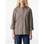 checked collarless shirt 1