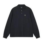 Поло Stussy Long-Sleeve Rib Polo 'Black' 1