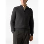 dark grey mélange Oasi cashmere zip mock sweater 3