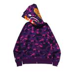 Молнии BAPE Color Camo Tiger Shark Wide Full Zip Double Hoodie «Фиолетовый» 2