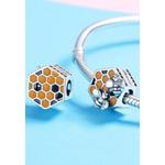 Шарм Solid 925 Sterling Silver HoneyComb Duo Bees 2