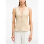 button-fastening sleeveless V-neck top 1