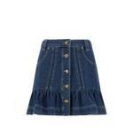 ruffled button-front denim mini skirt 1