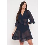 Халат Clovia Chic Basic в цвете Navy - кружево и шифон 2