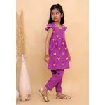 The Mom Store Jhilmil Детский вышитый курта-сет для девочек - Фиолетовый 6