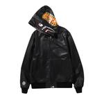 Верхняя одежда BAPE Leather Shark Full Zip Jacket 'Black' 2