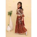 Детский костюм-лехенга с дупаттой The Mom Store Rust Kalamkari, бордовый 3