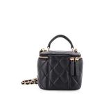 Стеганая мини-сумка через плечо Classic Top Handle Vanity Case с цепочкой 2