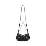 Цепь с тиснением под крокодила со стразами Le Cagole Mini Shoulder Bag в черном цвете 6