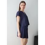 Темно-синий льняной комплект: юбка и блуза Twoss26Au72 3