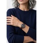 Vanessa 38mm женские стальные кварцевые часы, черный циферблат, коричневый кожаный ремешок 3