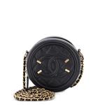 Мини-сумка через плечо Filigree Round Clutch with Chain Quilted Caviar 1
