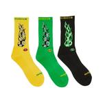 Носки и колготки Chrome Hearts x Matty Boy Flame Socks 'Green/Yellow/Black' 1
