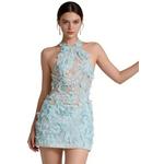 Мини-платье-халтер с кружевом CA26040211BL 4