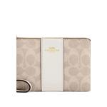 Клатч на молнии Corner Zip Wristlet In Signature Canvas With Stripe - Sand White 3