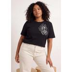 Черная футболка plus size из 100% хлопка с цветочной вышивкой, обычная посадка Tbbss26Bf00017 1