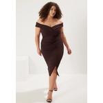 Коричневое облегающее вязаное платье plus size с защипами Tbbaw23Ah00185 1