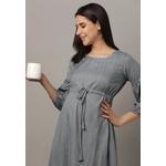 Платье для беременных и кормящих Arona Grey с блестящими полосками 8