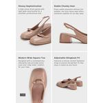 STEP-WIDE КВАДРАТНЫЙ НОСОК БОСОНОЖКИ SLINGBACK НА ТОЛСТОМ КАБЛУКЕ 6