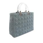 1990-2010 Large Denim Cannage Acrylic Handles Lady Dior satchel 3