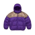 Пуховики Supreme Leather Yoke Puffer Jacket «Purple» 1