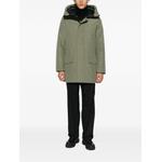 hooded logo-patch coat 2
