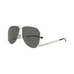Очки Saint Laurent Aviator-Frame Metal Sunglasses 'Серебристо-серый' 2