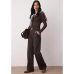 Коричневые плотные текстурированные/зимние широкие плетеные брюки Twoaw26Pl16 4