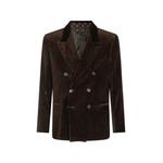 single-breasted jacket in stretch cotton velvet with arnica motif 1