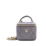 Стеганая мини-сумка через плечо Classic Top Handle Vanity Case с цепочкой 1