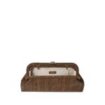 Skylar tan fine raffia clutch bag with square JC clasp 1
