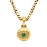 Подвеска Evil Eye из желтого золота с изумрудами (14.5 мм) 1