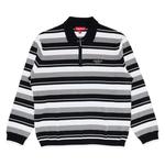 Поло Supreme Stripe Zip Long-Sleeve Polo 'Black' 1