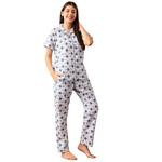 Clovia Pretty Florals Ночной костюм на пуговицах сине-зеленый - с высоким содержанием хлопка 2