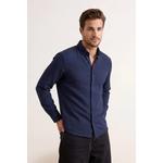 Темно-синяя рубашка Regular Fit из льноподобной ткани для мужчин Tmnss26Go00008 2