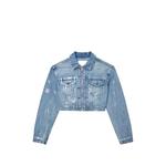 monogram-print cropped denim jacket 1